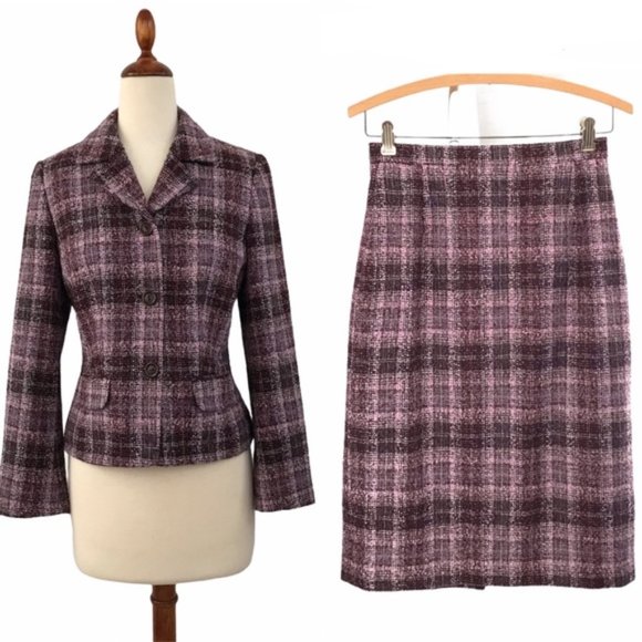 Weinberg Jackets & Blazers - Weinberg Retro Plaid Lavender Skirt Suit Set